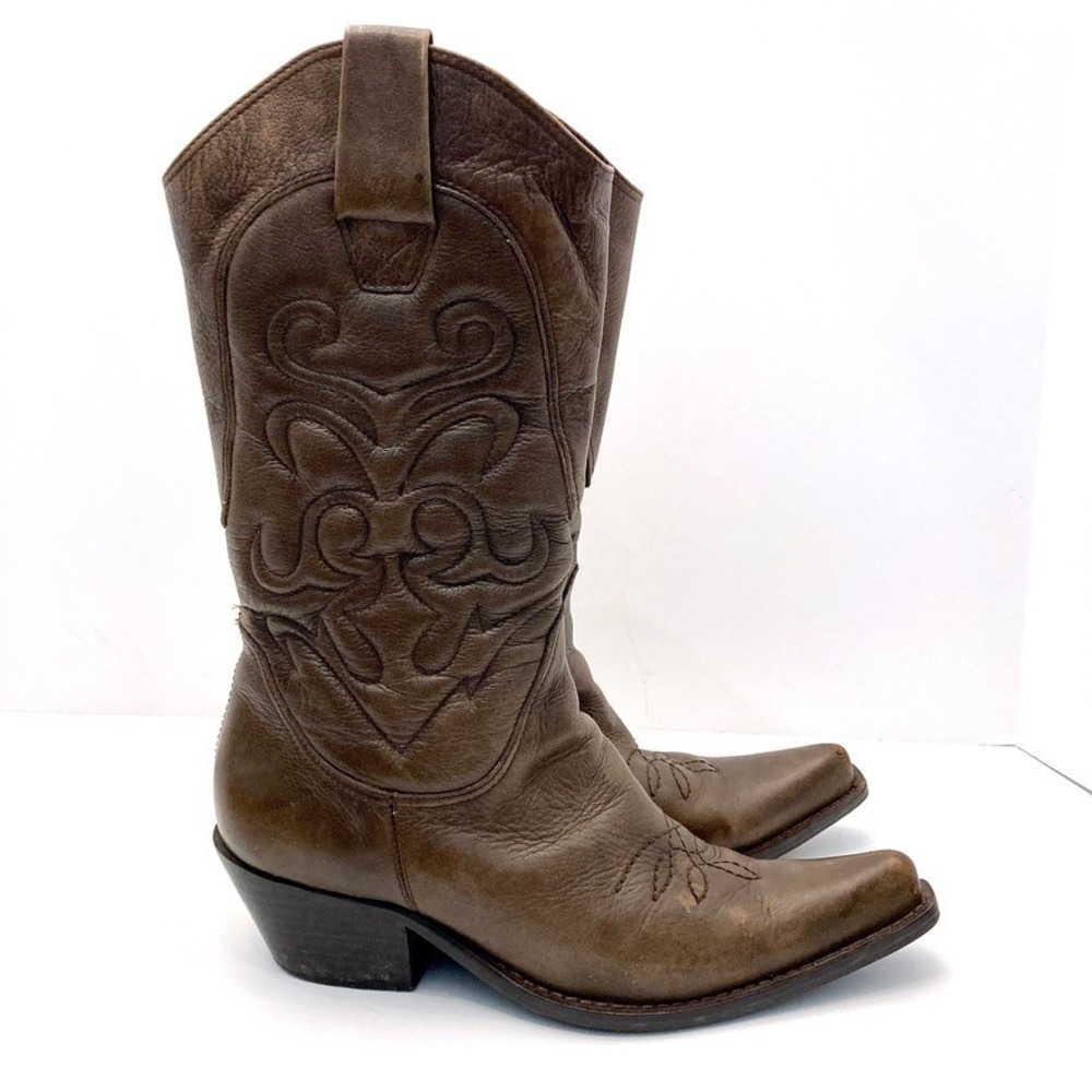 Penny Loves Kenny High Noon Brown Leather Western Cowboy Boots Womens 6.5 M